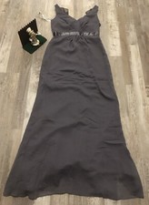 Davids Bridal Dress Women 6 Gray Ruched Gown Bridesmaid Wedding A Line Maxi