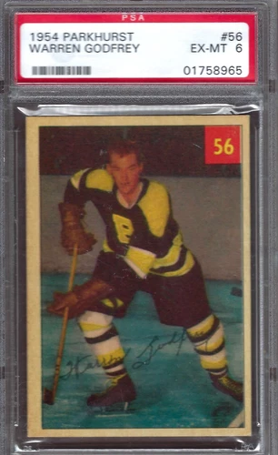 1954 Parkhurst #056 PSA 6 Warren Godfrey Bruins 56