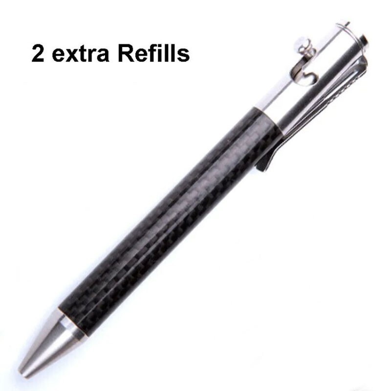 Carbon Fiber Pull Bolt Pocket Ball Pen Signature Pen Portable