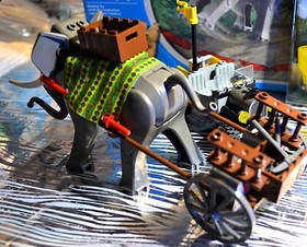 Rare 2003 LEGO Orient Expedition 7414  Elephant Caravan w/ Manual Box & Minifigs