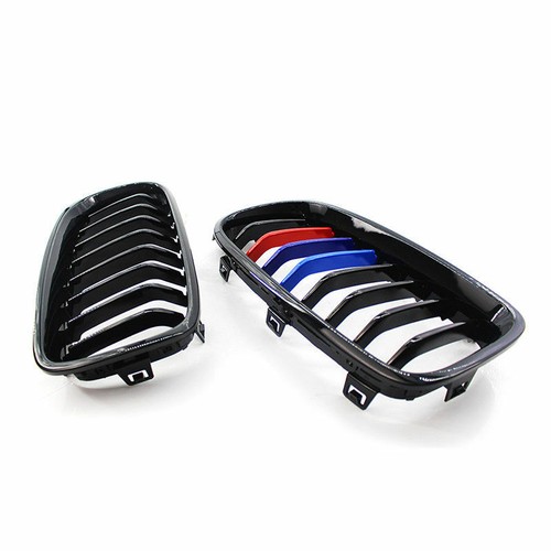 For BMW 11-16 3-Series F30/F31/F35 Gloss Black+M Color Kidney Grille Cover Trim - Picture 7 of 8