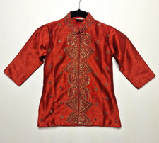 Prasad Apparels Jacket Kurta Boys 2 Maroon Lined Floral Embellished Long Sleeve
