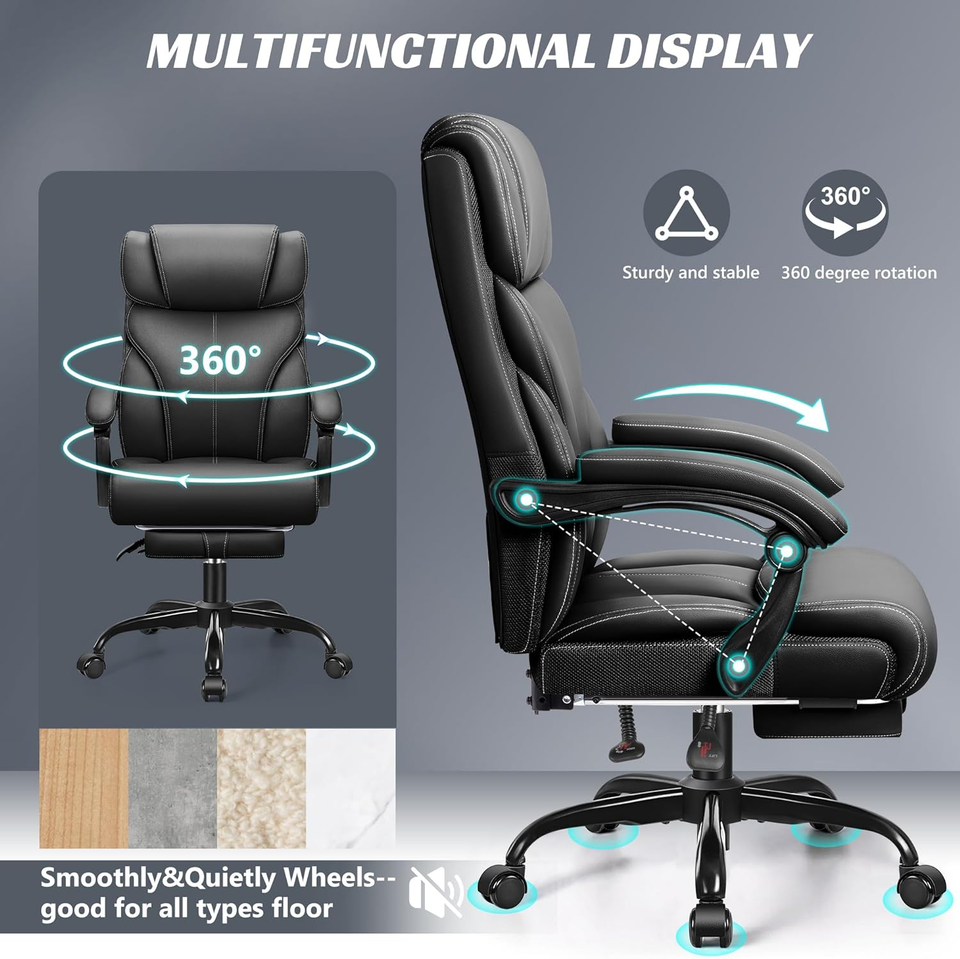 Office Chair, Executive Leather Chair Big and Tall Ergonomic Computer