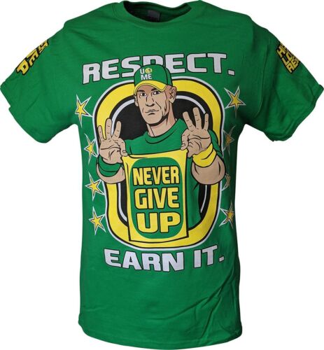 John Cena Green Yellow Earn The Day Mens T-shirt - Picture 1 of 2