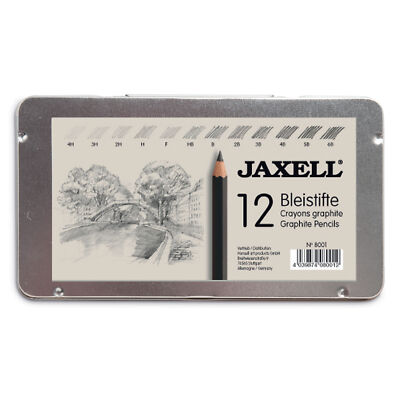 Jaxell 12 Bleistifte - Graphitstifte 4H - 6B Metallkasten Honsell 8001