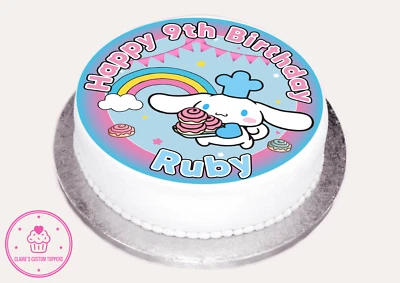 HANDMADE Personalised Cinnamoroll Edible Icing/Wafer Cake Toppers - Birthday