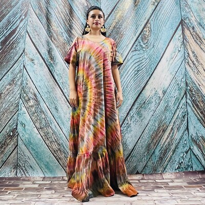 tie dye boho maxi dress Floral Bridal Shower Wedding Backdrop Blush Pink Coral Flowers Photo P –  Sweet Blooms Decor main image 1