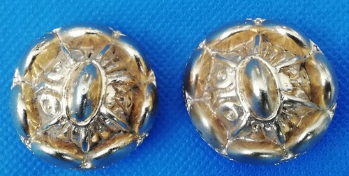 Boucles D'oreilles Vintage Années 90 - Résine Dorée Avec Fleurs - Occasion En Bon état