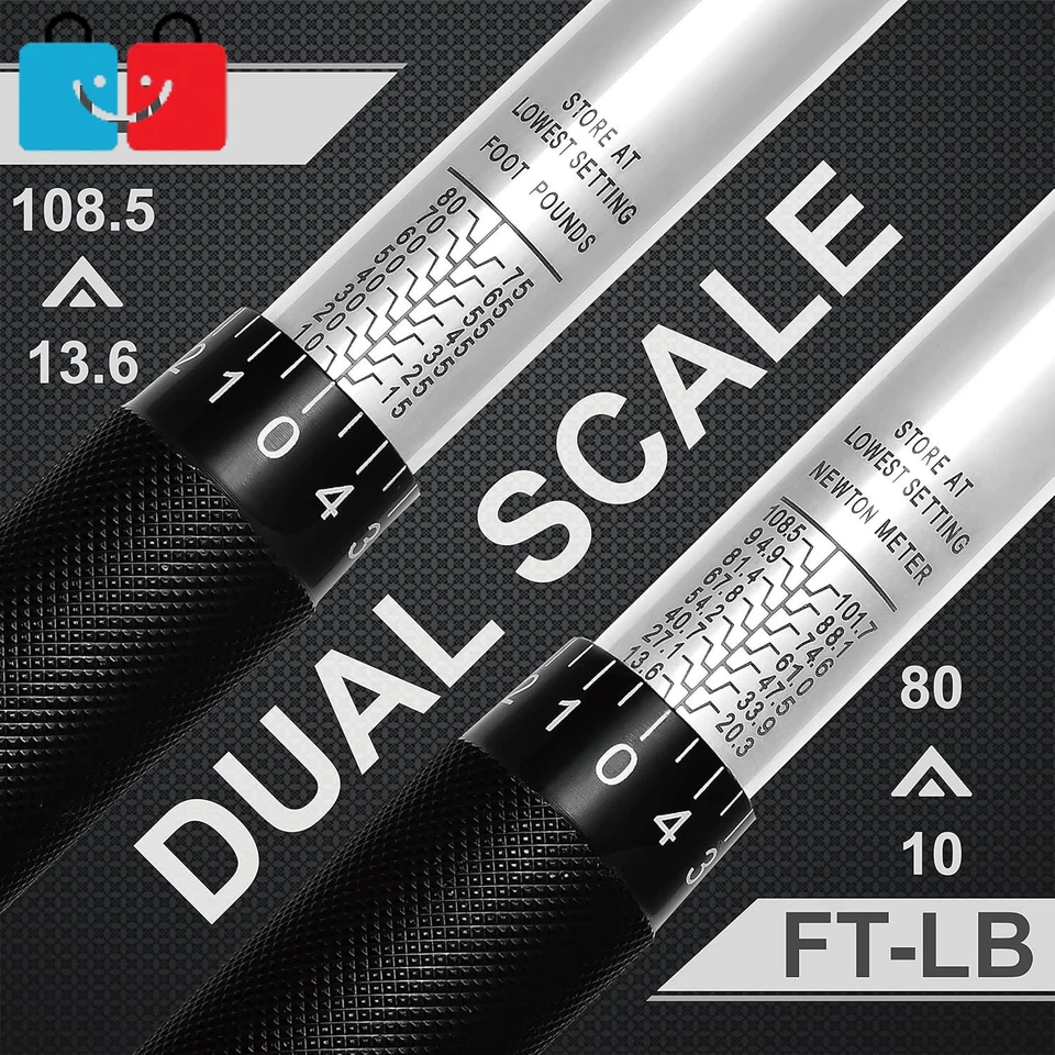 3/8" Drive Click Torque Wrench 10-80 ft-lb Dual Scale | Accurate Durable Tool  - Image 4 of 4