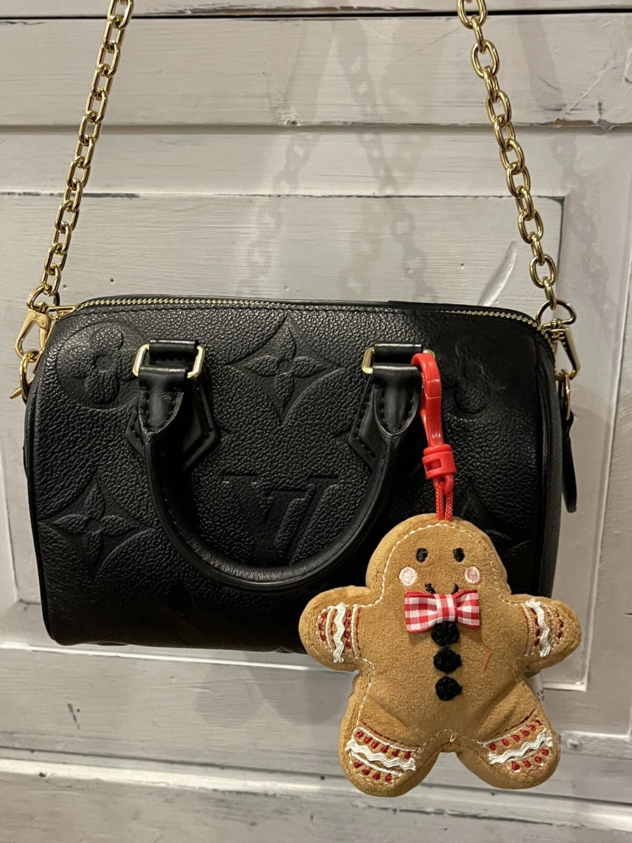CHRISTMAS HOLIDAY PLUSH GINGERBREAD MAN BAG CHARM CLIP PURSE BACKPACK STOCKING