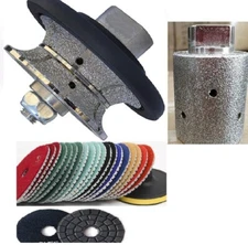 1 1/4" Full Bullnose Router Bit 2" Grinding drum marble concrete polish pad