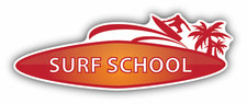 Surf School Emblem Car Bumper Sticker Decal 6" x 3"