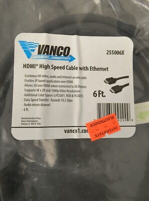 Vanco 255006x 6ft HDMI Cable New In Package