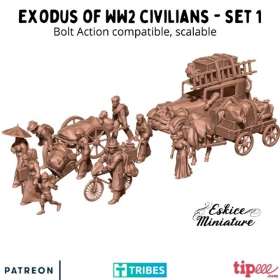 Zweiter Weltkrieg Zivilisten Set - 28 mm - Bolt Action / Befehlskette / Wargaming / Weltkrieg