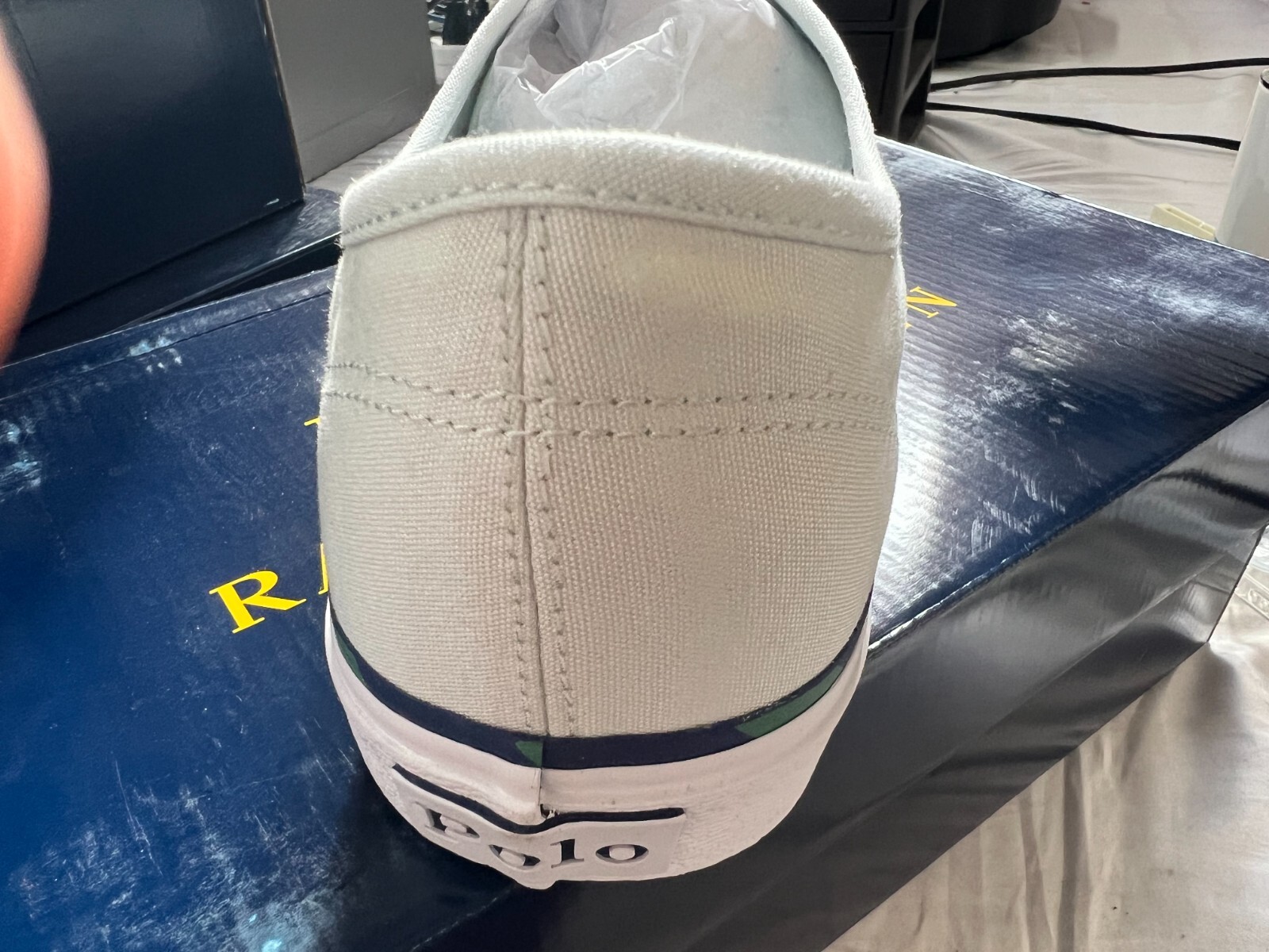 Polo Ralph Lauren Keaton Pony SK LTL LOW TOP UOMO TELA BIANCO PANNA TAGLIA 12D nuova con scatola