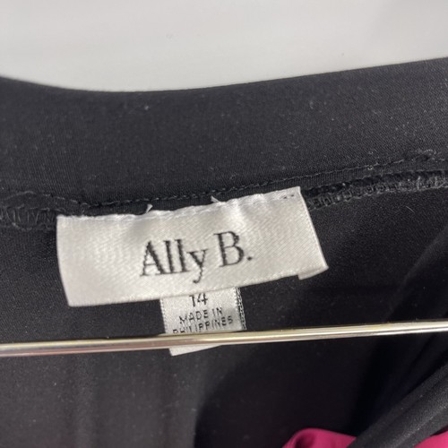 VTG Ally B. Dress Girls Womens 14 Black Pink Ruched Bow Sleeveless y2k 90s - Picture 14 of 17