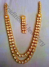 TOP CLASS KUNDAN JADAU 22K YELLOW GOLD 2 LINE WEDDING GORGEOUS NECKLACE JEWELRY