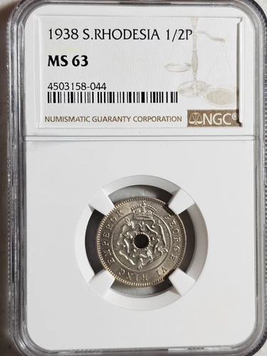 Southern Rhodesia 1/2 Penny 1938 NGC MS 63