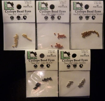 120 - 3/32'' CYCLOPS BRASS BEADS .. Gold Copper Nickel Black Nat. Brass Fly Tying