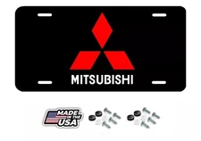 Mitsubishi, Logo, License Plate New Car Tag Metal Aluminum, USA, Black