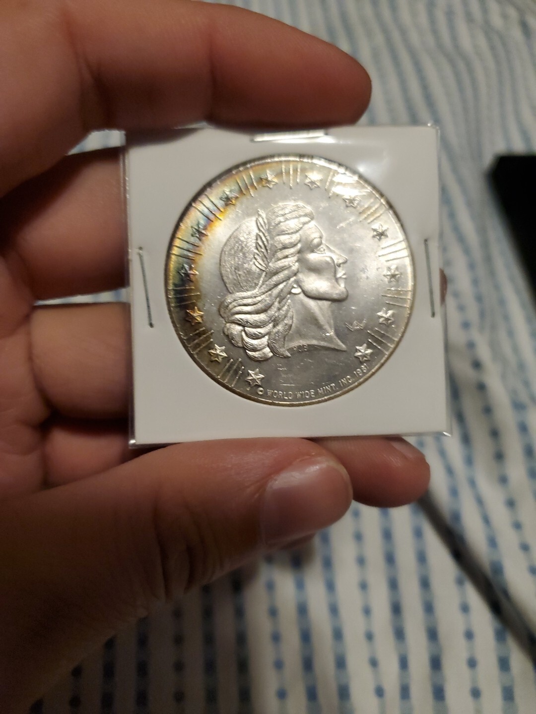 Vintage 1 Oz Toned 999 Fine Silver Round 1981 World Wide Mint/Liberty