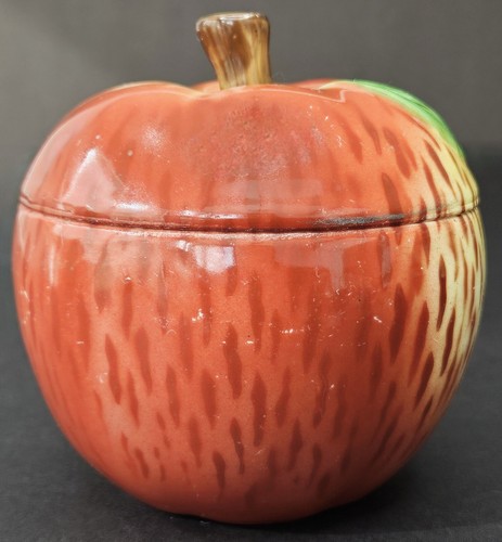 Vintage MCM Apple Jar Porcelain Figural Container Lid Made in PV Czechoslovakia - Picture 2 of 18
