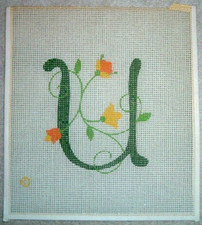 Monogram Letter "U" Vintage Needlepoint Canvas