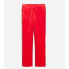 NWT J. CREW Kate Straight Leg Pant Stretch Velvet Red 12
