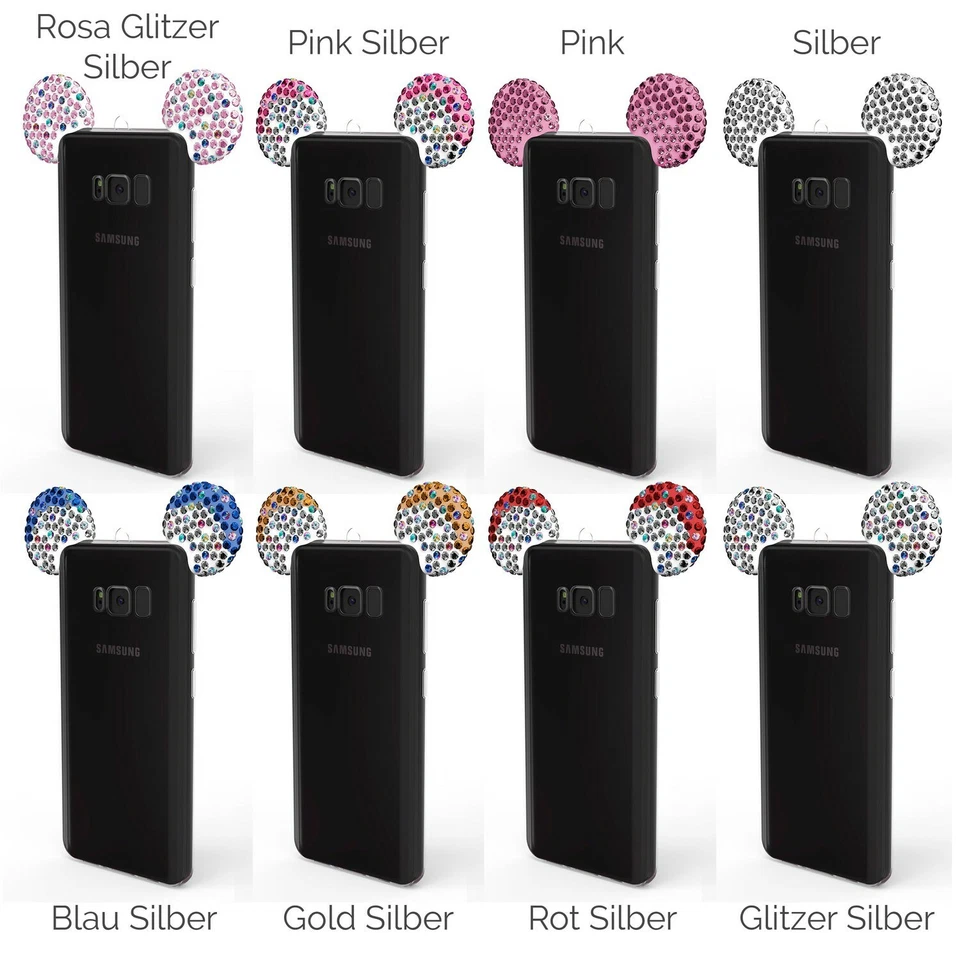 Urcover Samsung Modelli A TPU Orecchie Topo Strass Bling Ear Cover Glitter - Immagine 2 di 4