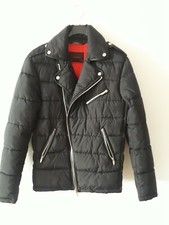 Zara Jacke Gr.S daunenjacke schwarz stylisch selten Biker style Steppjacke 
