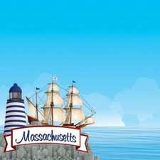 Scrapbooking Crafts 12X12 Paper Massachusetts Rock Lighthouse Ship Ocean Clouds