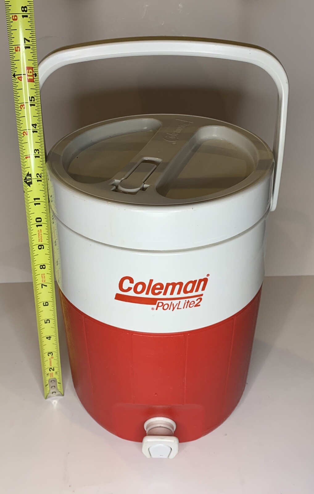 Coleman Polylite 2 Red 2 GALLON Water Cooler Spout Vintage Fishing