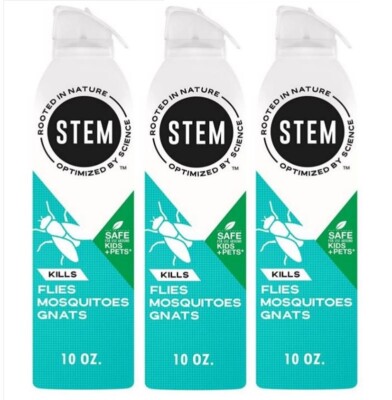 3 ~Stem Kills Flies Mosquitoes Gnats Safe To Use Around Kids & Pets Aerosol 10oz