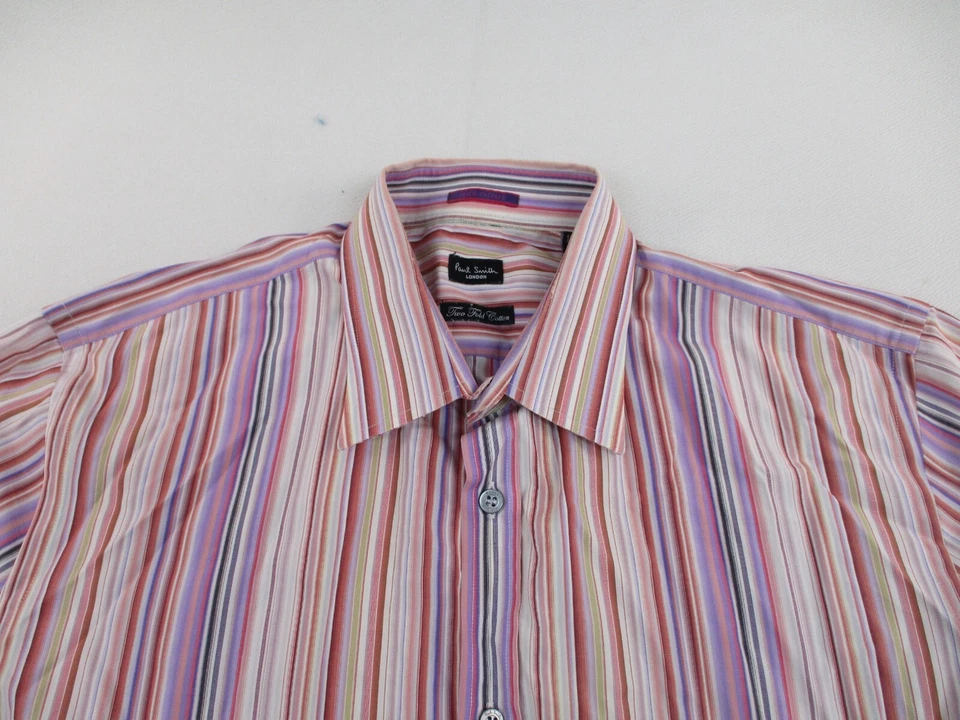Camisa de Vestir Paul Smith Para Hombre Talla 16.5 42 Rosa Rayas Formal Calce Regular Preppy Foto 2 de 4