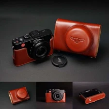 For Leica D-LUX6 Handmade Genuine Real Leather Half Camera Case Cover Bag
