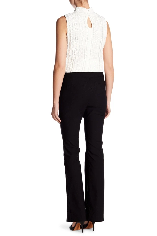 Pantalones negros lisos Nanette Lepore 145906 para mujer modestos de pierna acampanada talla 8 Foto 2 de 3
