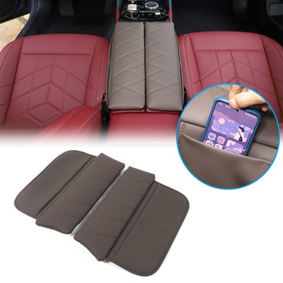 Brown PU Leather Center Armrest Box Cover Trim +Für BMW 5 Series G60 i5 2024+