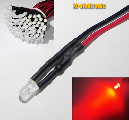 1,8mm 2mm 3mm 5mm 12V LED mit 20cm Kabel AUSWAHL  klar matt auto RGB UV - Bild 52 von 60