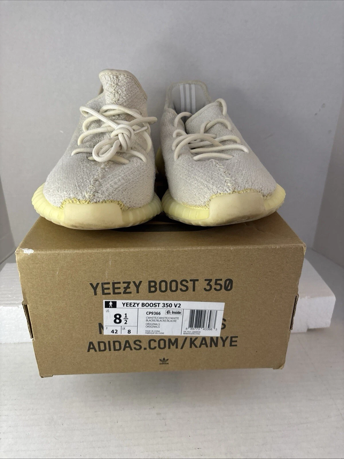 Adidas Yeezy Boost 350 V2 basse bianche panna triple bianche taglia 8 5