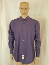 CALVIN KLEIN Men's Purple Checked Slim Fit Dress Shirt Size 16 34/35
