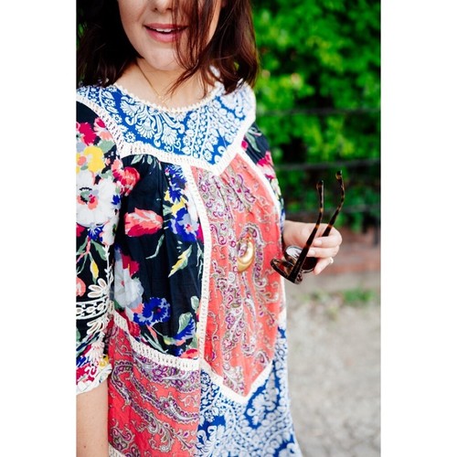 Anthropologie VANESSA VIRGINIA Inez Swing Dress Floral Bohemian Shift Size 2 - Picture 5 of 15