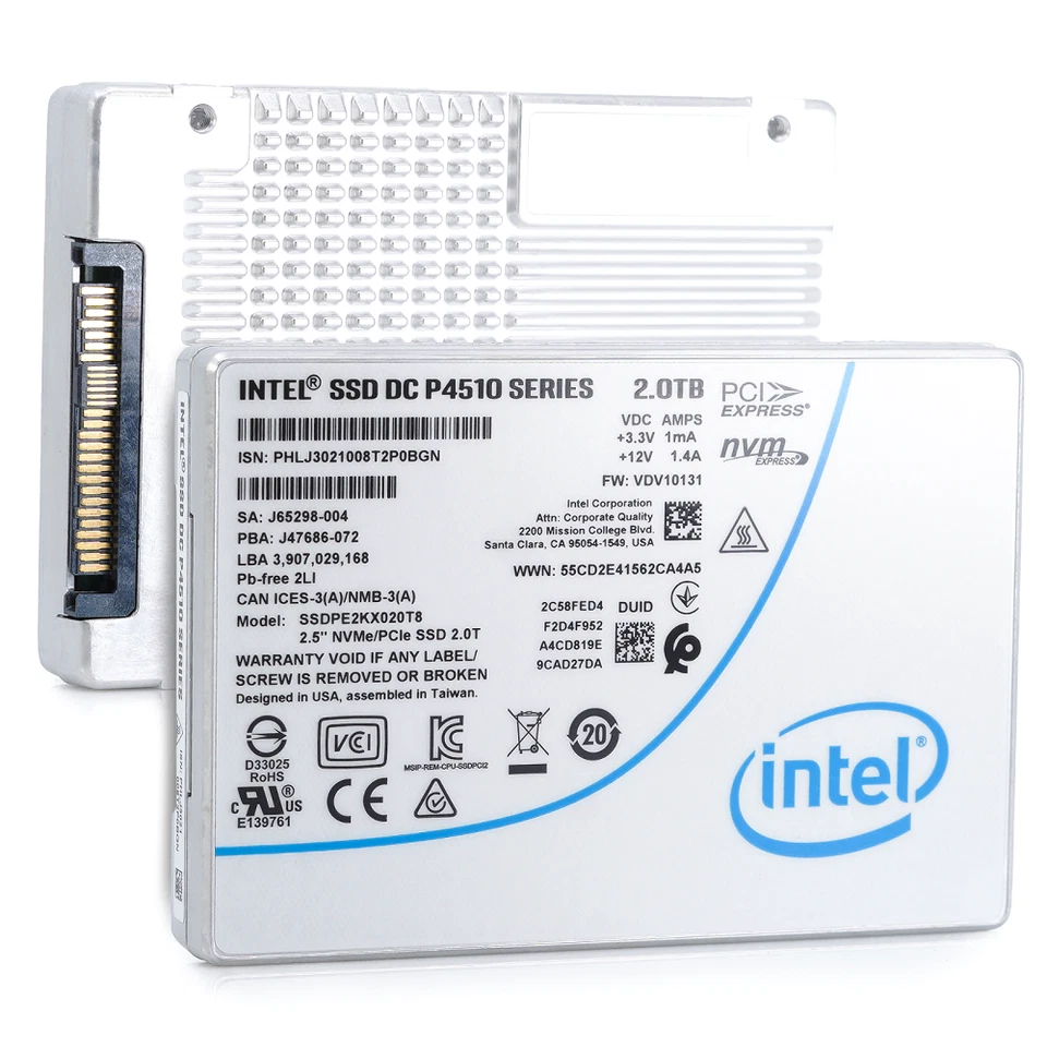 New Intel P4510 2TB PCIe Gen3 x4 NVMe U.2 2.5" Enterprise SSD - SSDPE2KX020T801 - Image 3 of 4