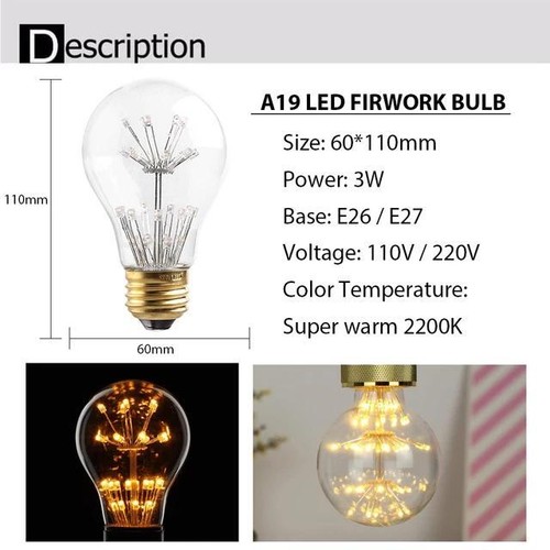 LED Vintage Light Edison Bulb E27 3w 110v/220v Retro Christmas Decorative Lamp - Picture 25 of 39