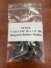 10 Pack Neoprene Rubber Washer 1" OD x 5/8" ID x 1/4" Thick