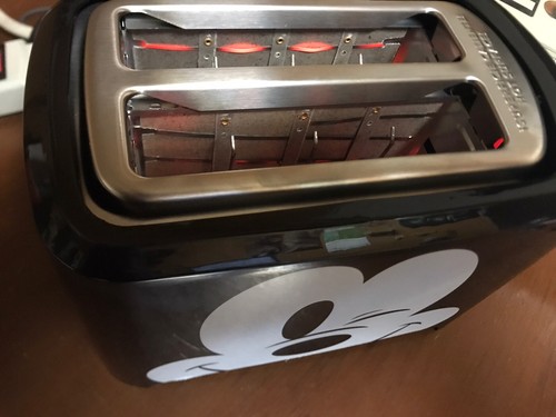 NIB Disney Mickey Mouse 2 Slice Toaster Character Imprint on Toast Black Kitchen - Picture 3 of 24