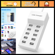 10-Port USB Charger Station Block Power Strip for Multiple Devices - Fast Chargi