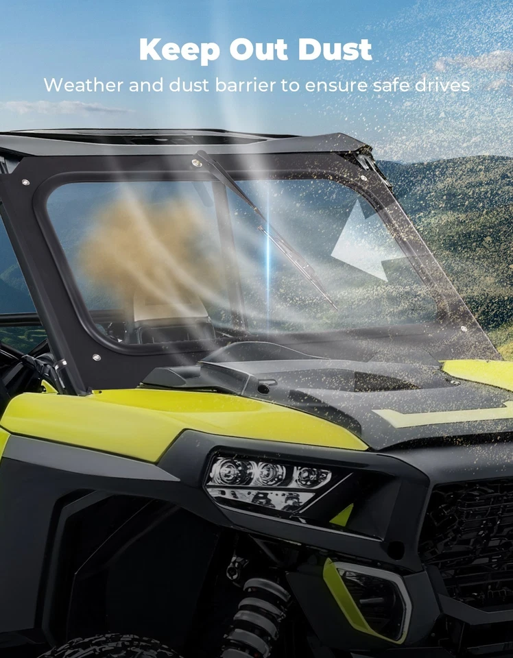 Pára-brisa de vidro com limpador manual para 2014-2018 Polaris RZR XP 1000/4 Turbo Trail - Imagem 3 de 4