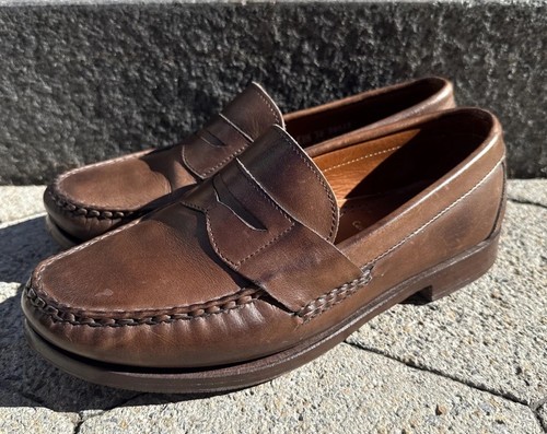 Allen Edmonds Cavanaugh Brown Leather Moc Stitch Penny Loafers Mens Size 8.5 3E