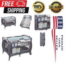 Compact Travel Crib with Bassinet, Changing Table  Organizer - Baby Essentials