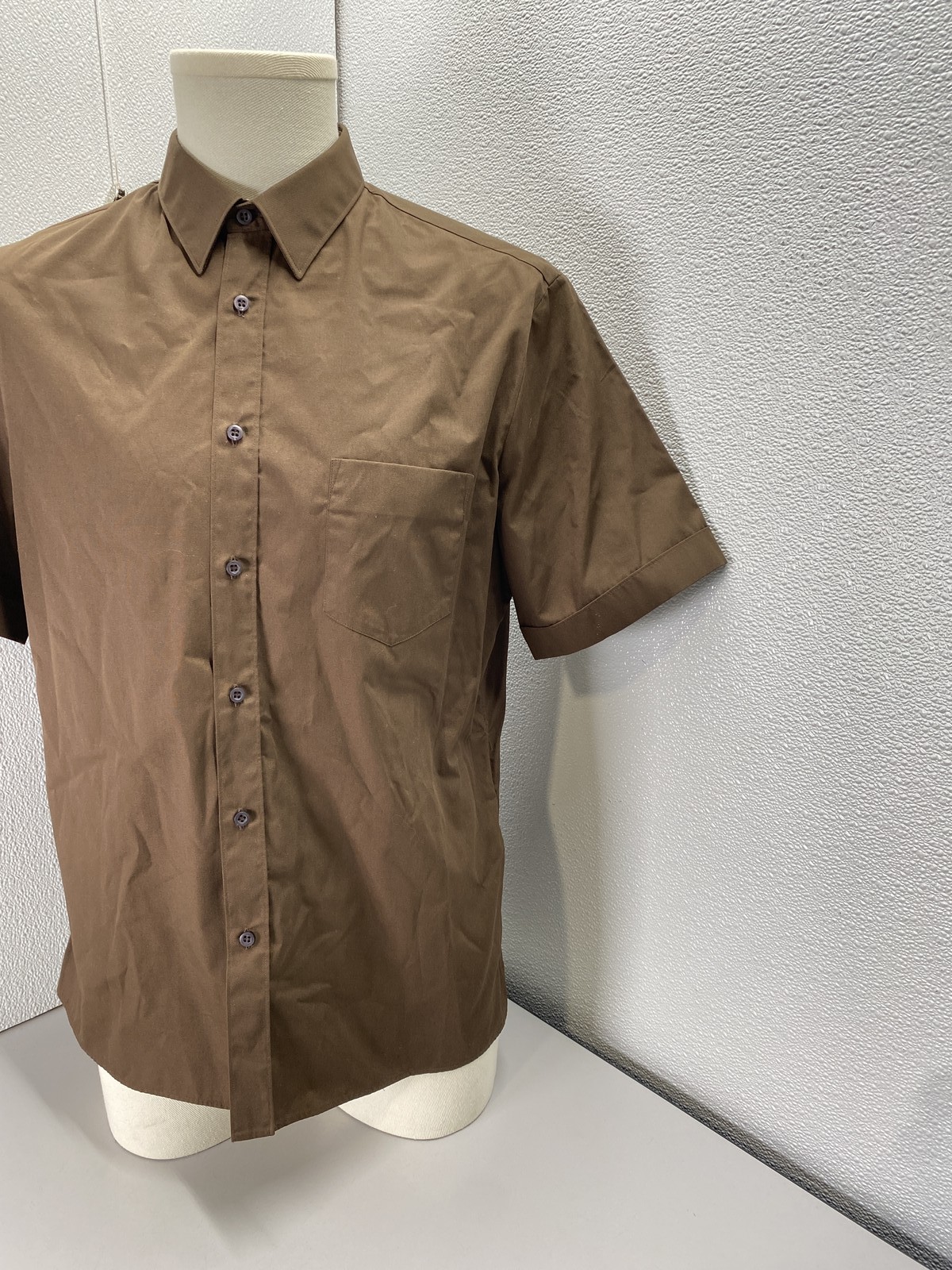Prada Mens Short Sleeve Cotton Blend Button-Up Shirt Size 40 Brown thumbnail 2